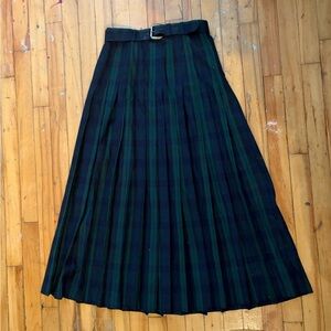 Vintage maxi Marie Claire pleated Classic Plaid maxi Skirt preppy old money